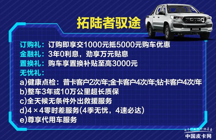 最高优惠7000元 福田拓陆者皮卡8月优惠信息