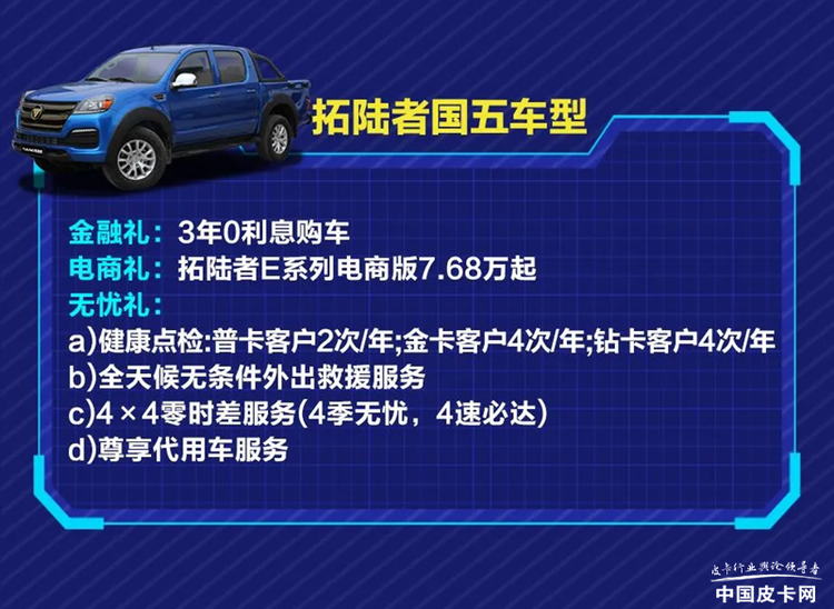 最高优惠7000元 福田拓陆者皮卡8月优惠信息