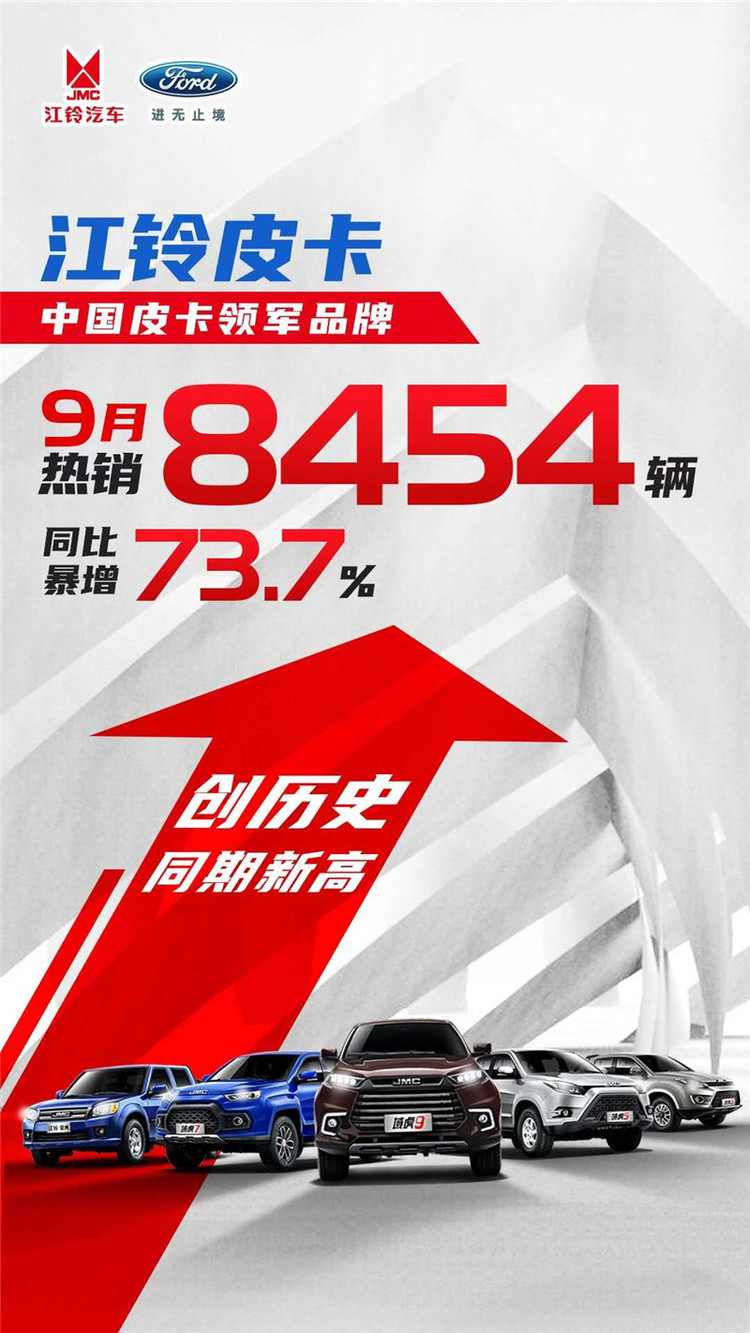 全系暴增73.7%，新宝典大涨579%，江铃皮卡公布9月销量