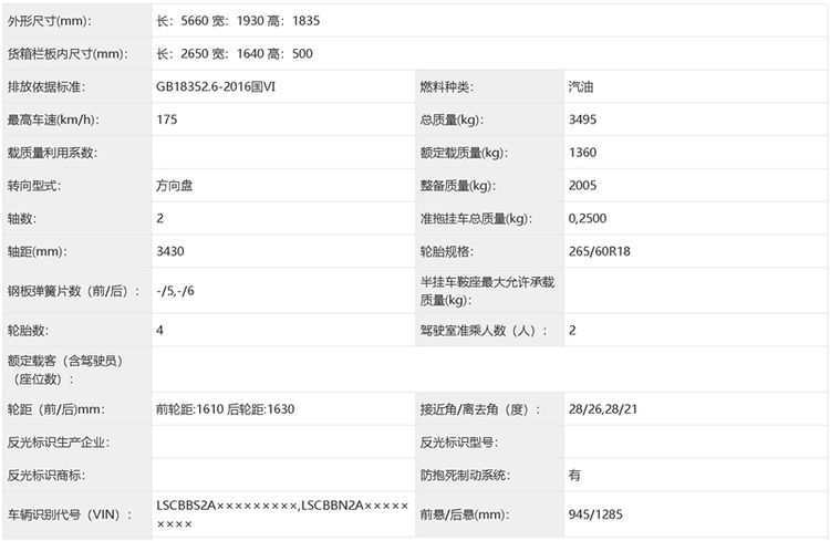 含单排车型 长安览拓者新增车型过审工信部