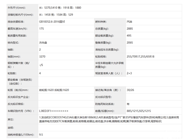 汽柴油两种动力/一种车身规格 江铃福特Ranger申报信息曝光