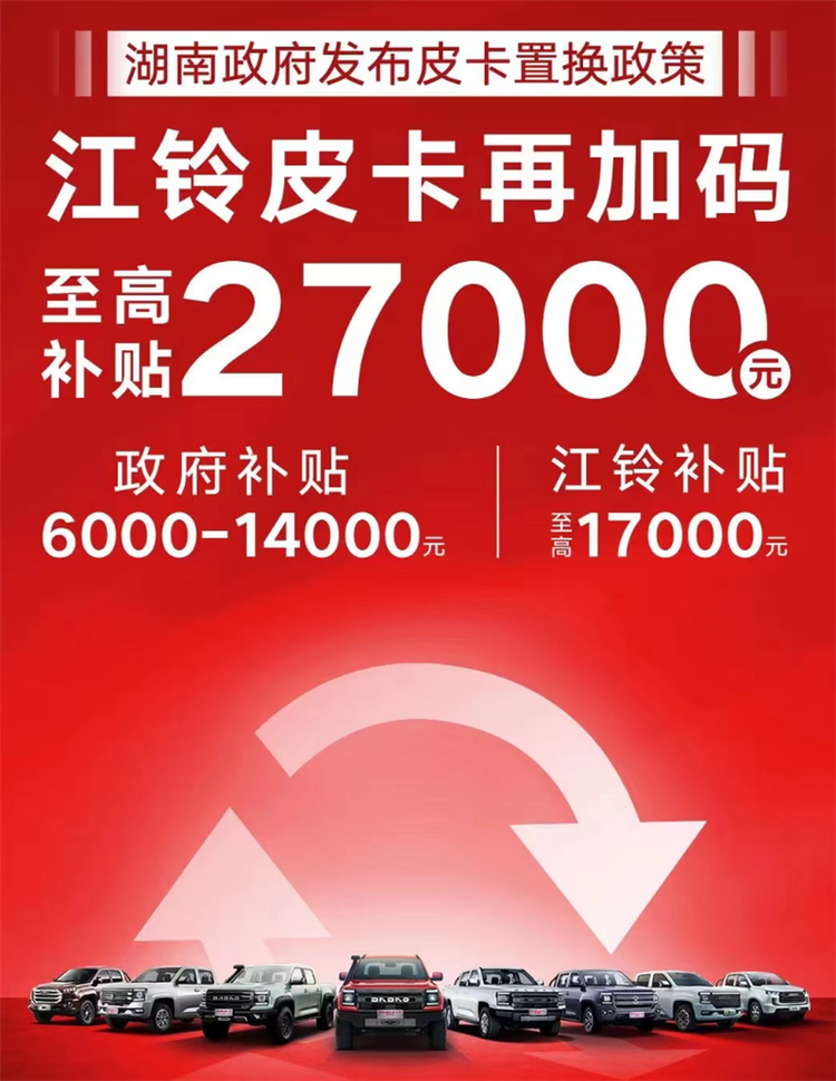 翻倍！置换补贴至高40000元 皮卡车企集体“放血”加码以旧换新